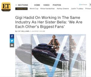 Look Marketing Client Sea-Doo benefited greatly from the PR play with influencer and super model Gigi Hadid aboard a Fendi wrapped Sea-Doo for client BRP. 