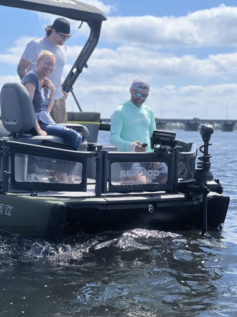 Sales trainer conducting boat training